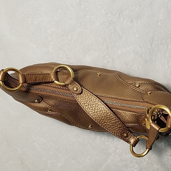 Cole Haan Gold Fish F05 Pebbled Leather Hobo/Soho Handbag Purse With Wallet - Picture 13 of 16